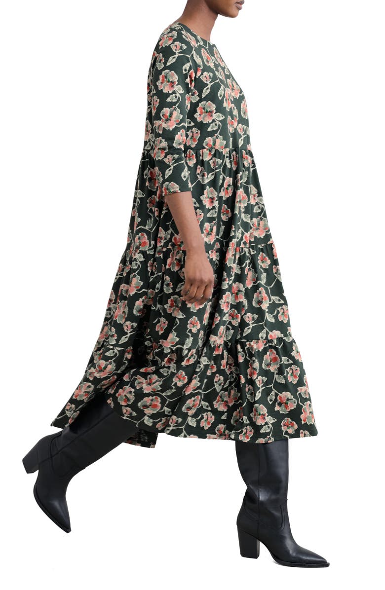 Seasalt Cornwall Line Strokes Floral Print Dress, Alternate, color, Artist Camellia Coppice