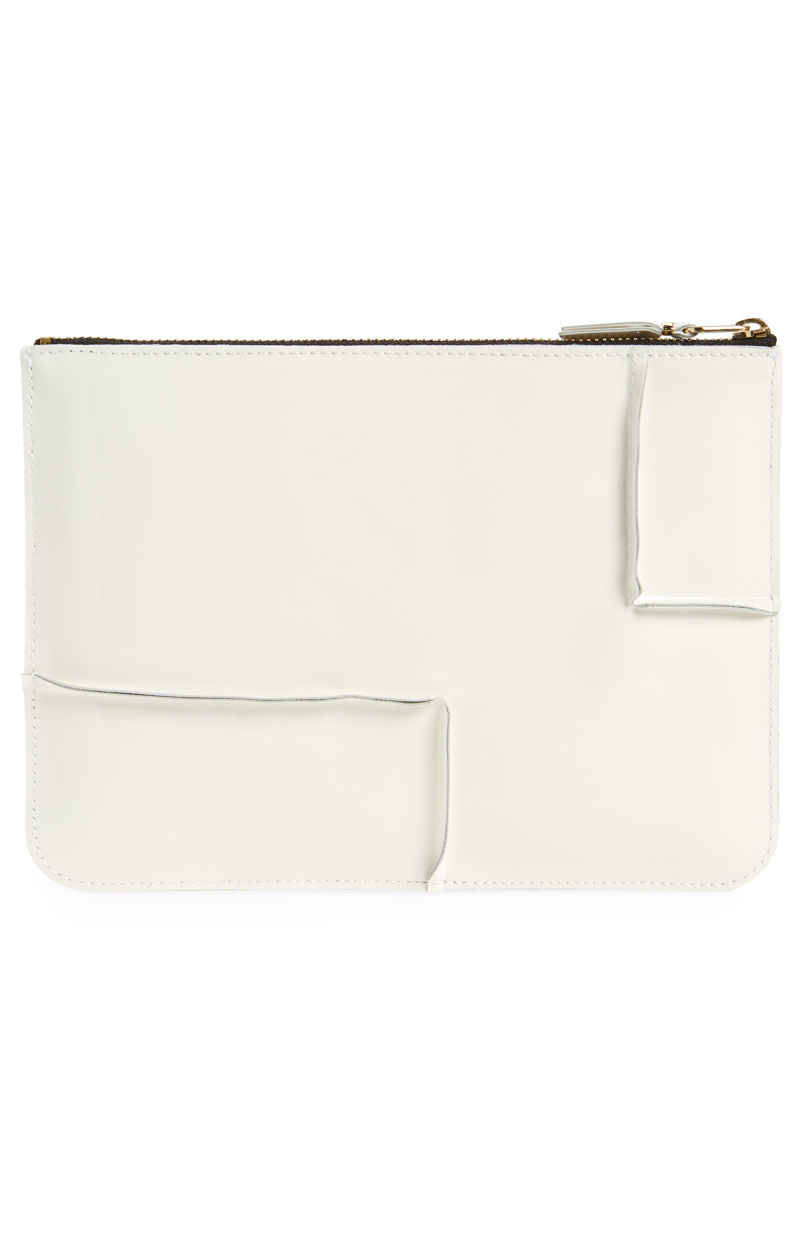 Comme des Garçons Wallets Large Seam Detail Zip Pouch, Alternate, color, White