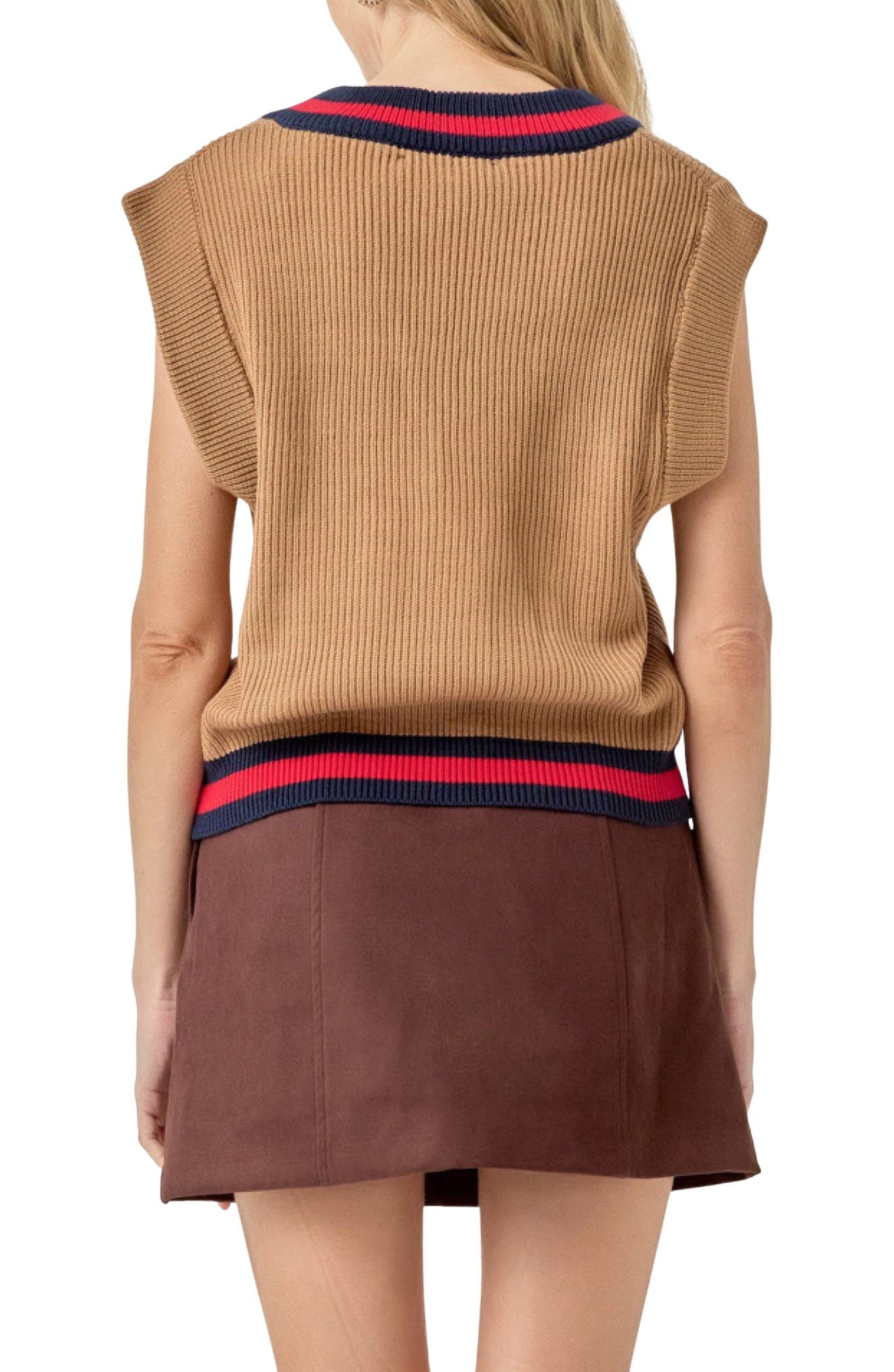 English Factory Tipped Rib Knit Sweater Vest (Women) | Nordstrom