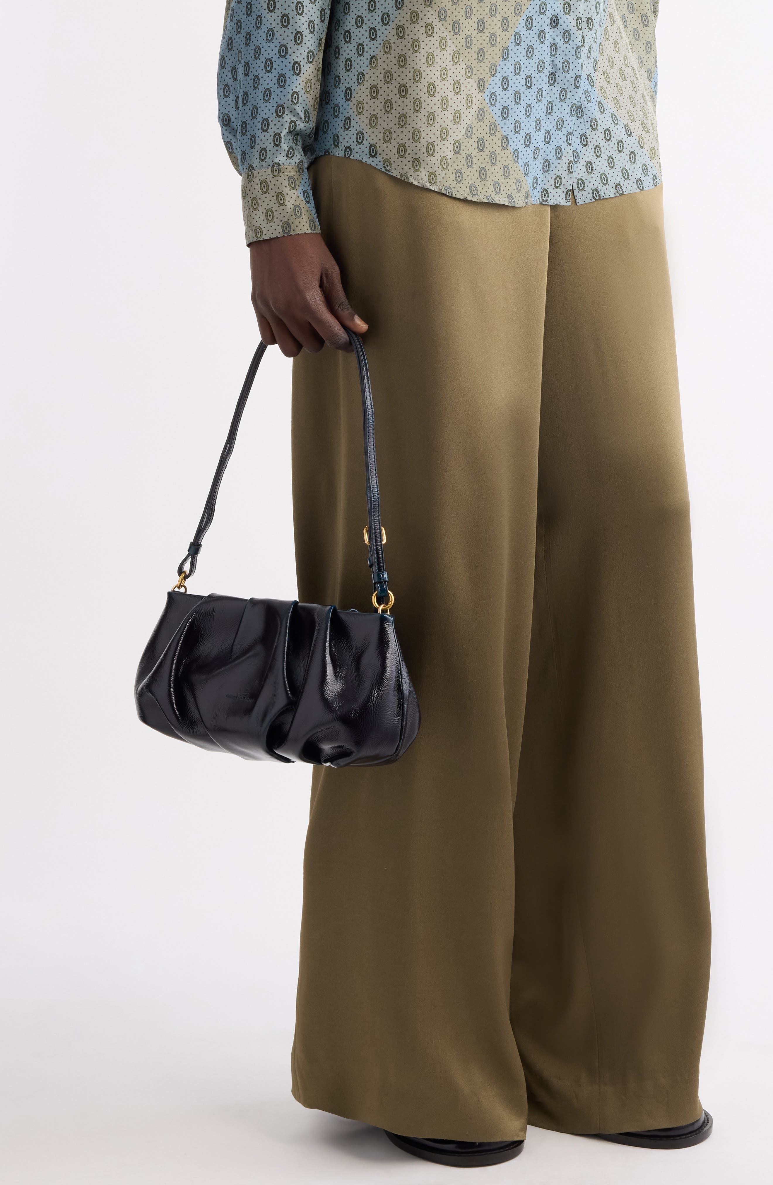 Dries Van Noten Cloud Leather Shoulder Bag, Alternate, color, Turquoise