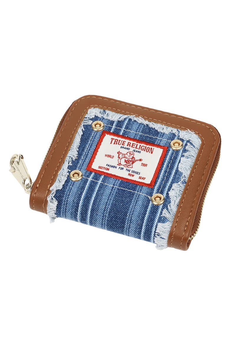 Small Frayed Thin Stripe Wallet, Alternate, color, COGNAC
