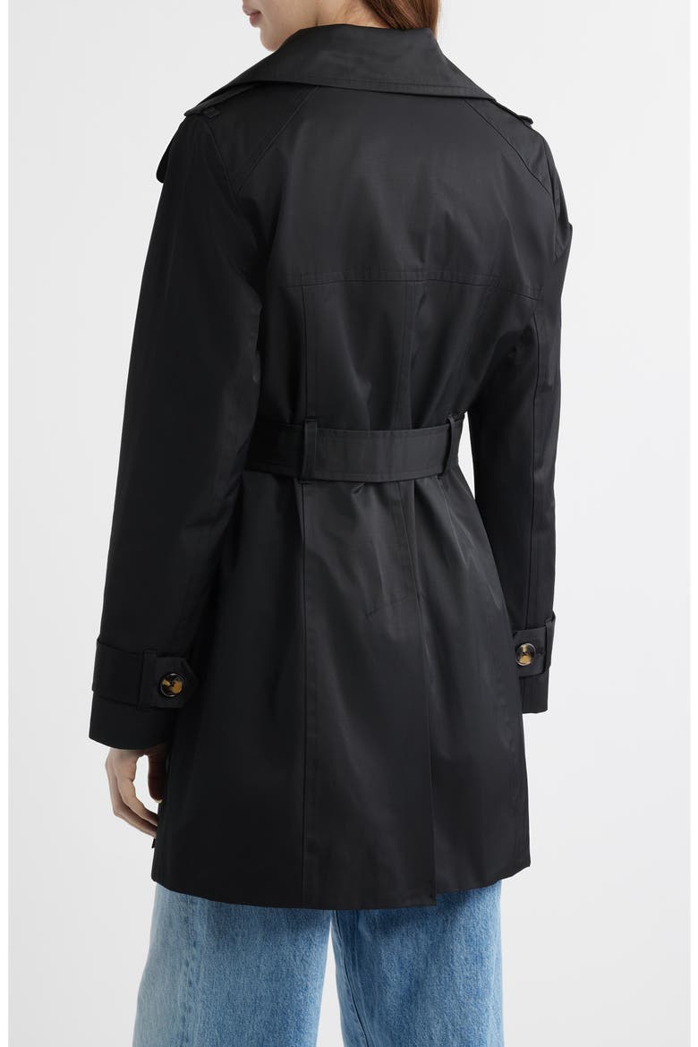 Double Breasted Hooded Trench Coat, Alternate, color, BLACK