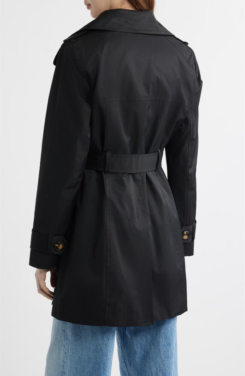 London Fog Double Breasted Hooded Trench Coat, Alternate, color, Black