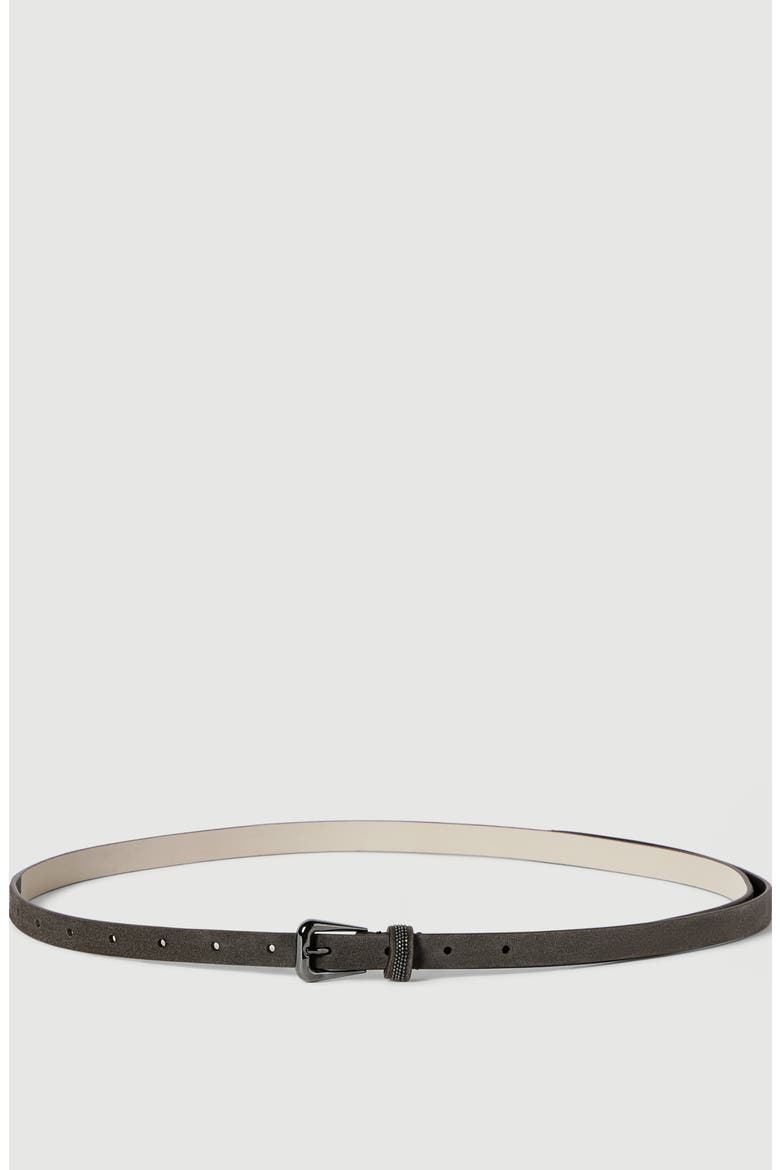 Suede belt with shiny loop, Main, color, Pepper