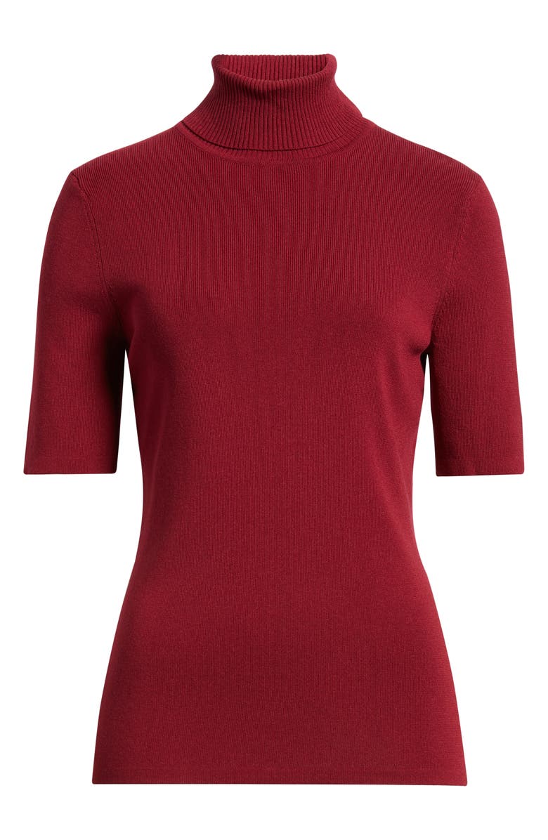 Anne Klein Short Sleeve Turtleneck Sweater, Alternate, color, Red Ruby