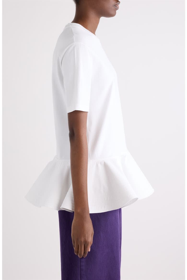 Crino Cotton Jersey Peplum T-Shirt, Alternate, color, BLANC