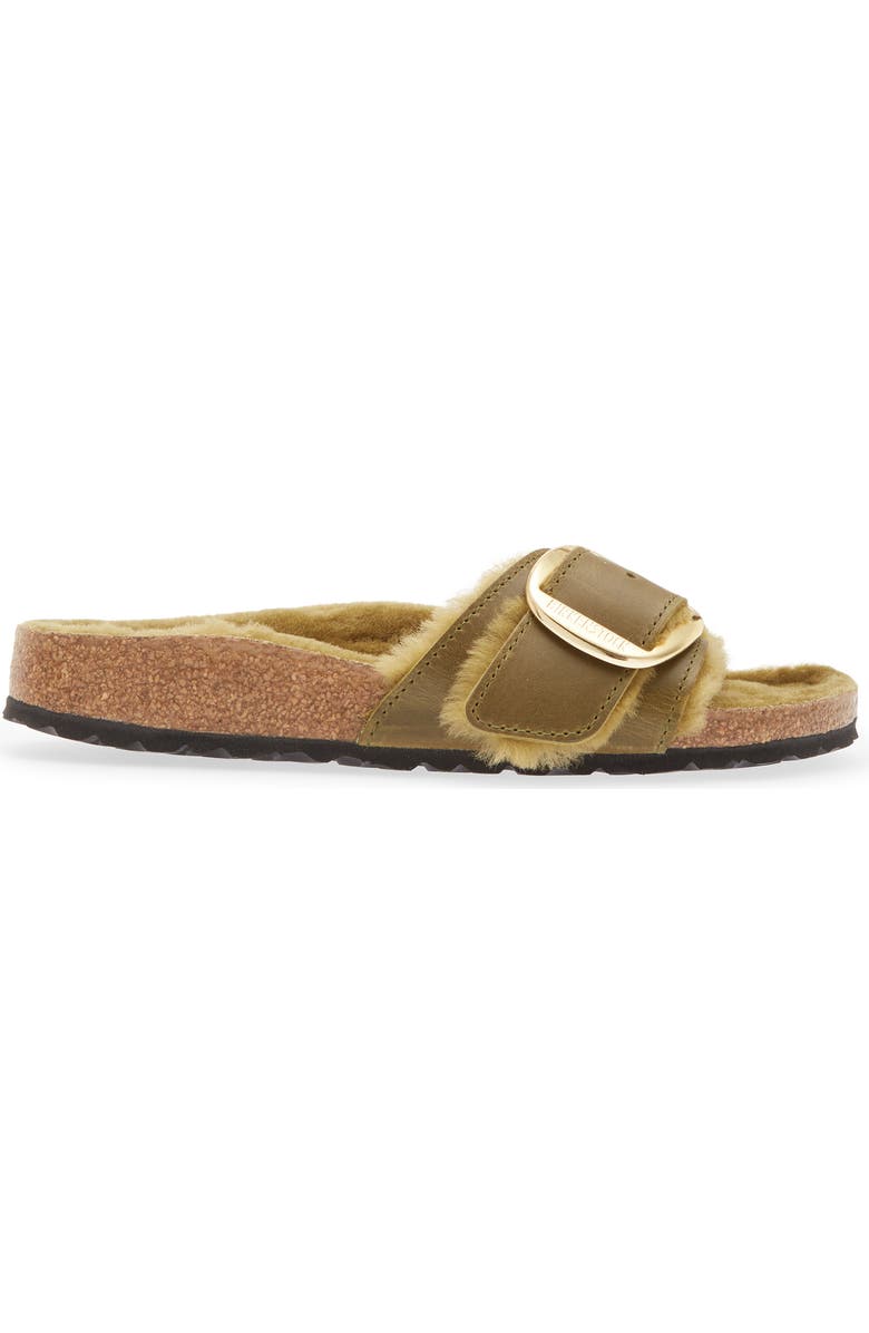 Birkenstock Madrid Big Buckle Genuine Shearling Lined Sandal, Alternate, color, Green Olive/ Green Olive