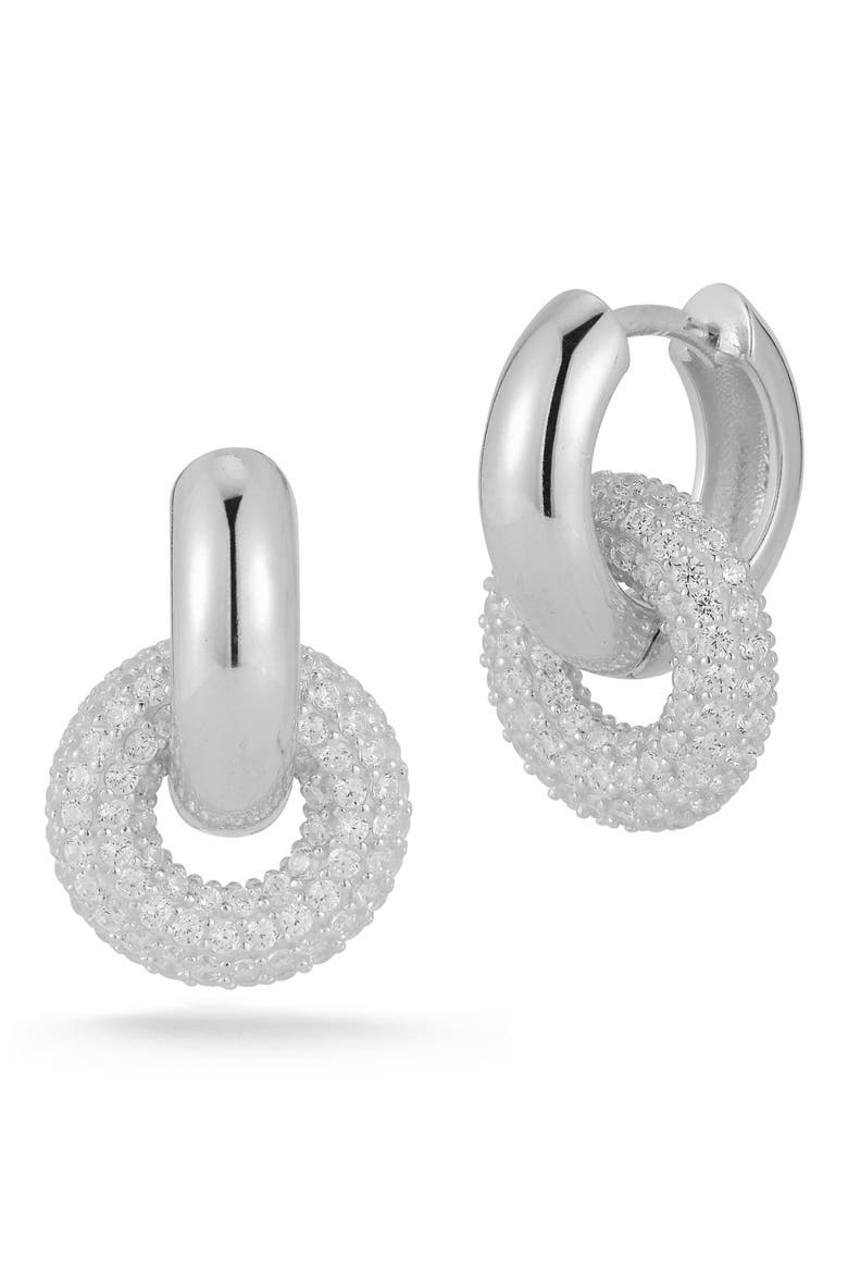 Pavé Drop Earrings, Main, color, SILVER