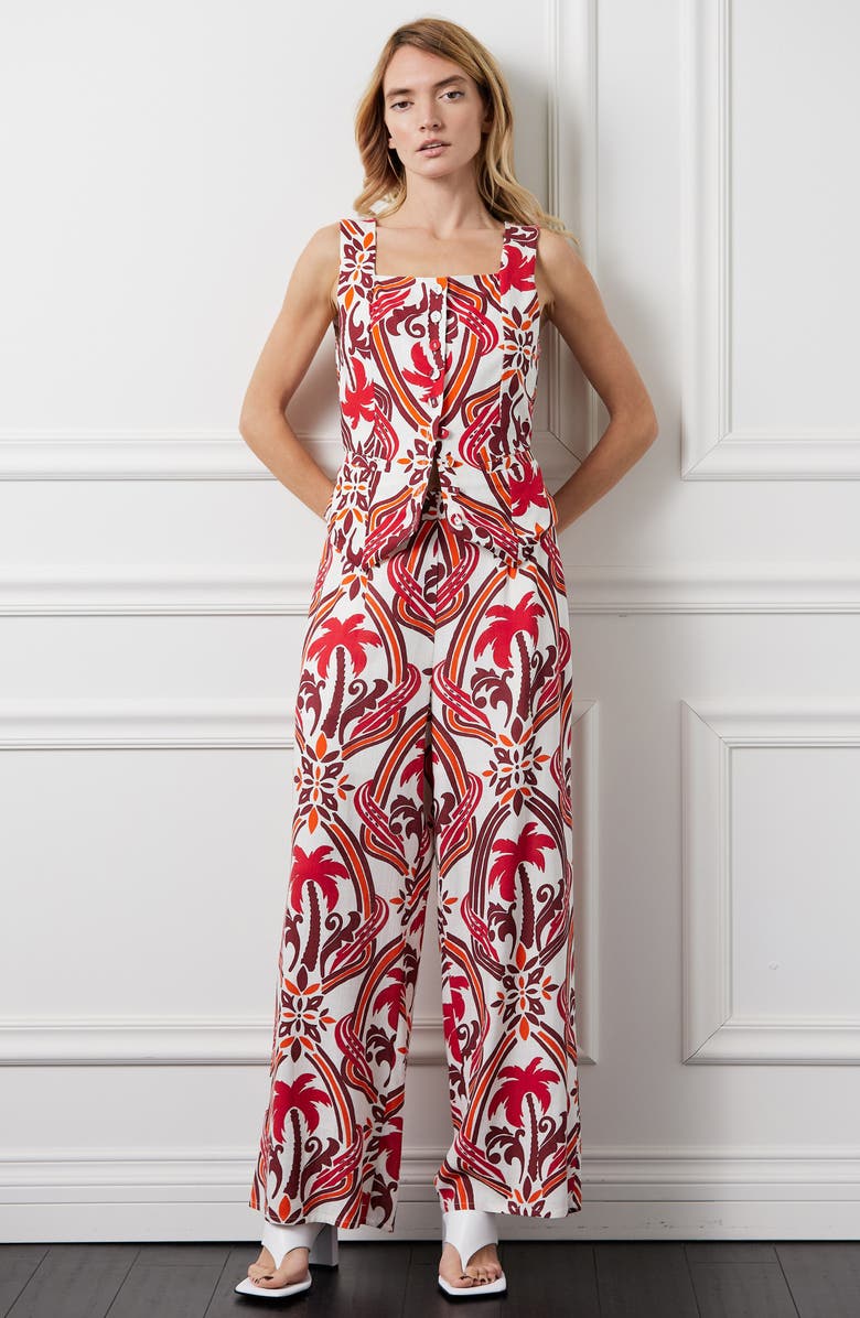 CIEBON Elina Wide Leg Pants, Alternate, color, Red Multi