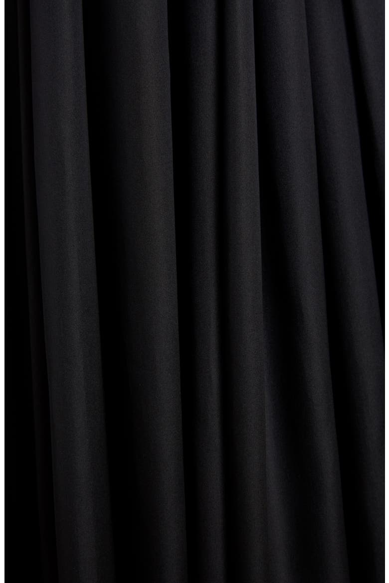 Ruffle Neck Satin Evening Gown, Alternate, color, BLACK