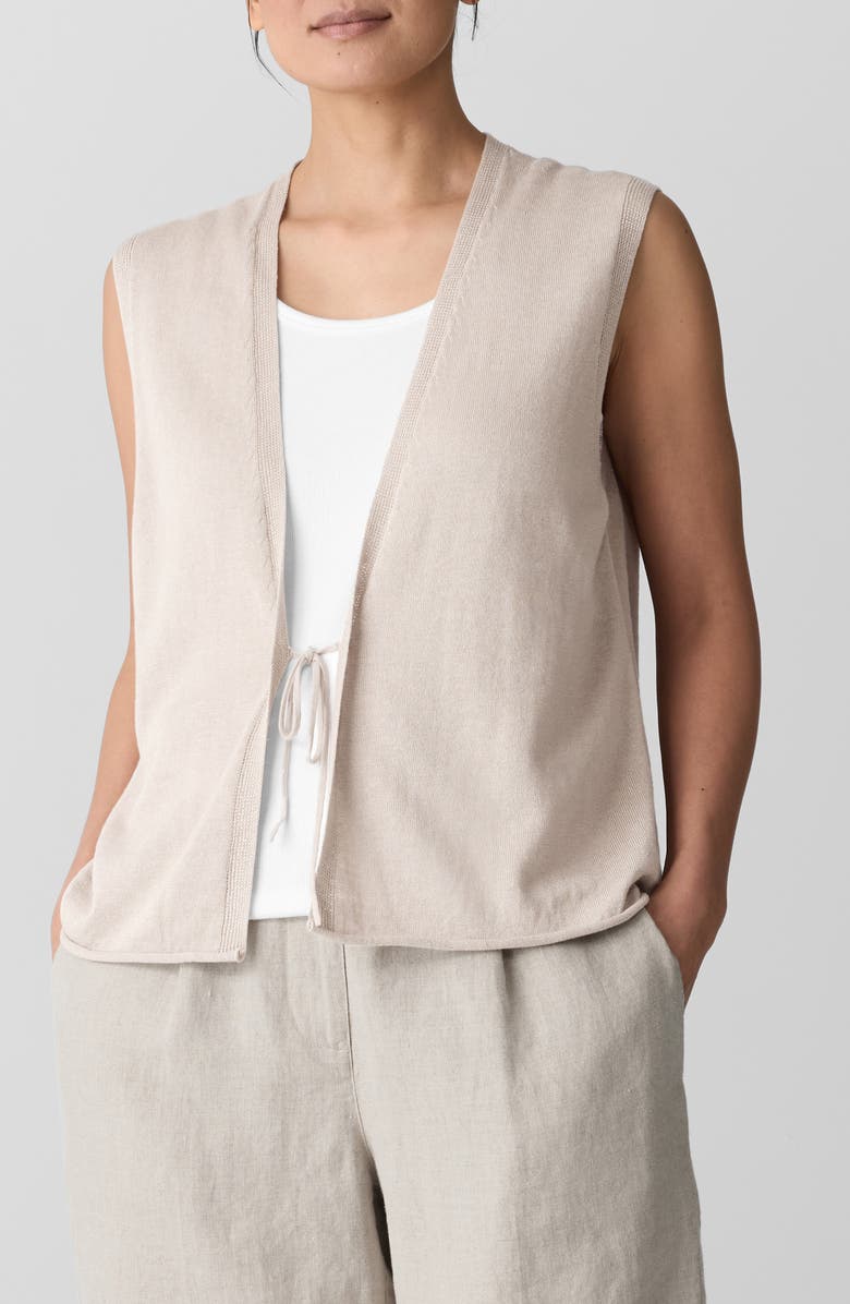 Eileen Fisher Tie Front Sweater Vest, Main, color, Undyed Natural