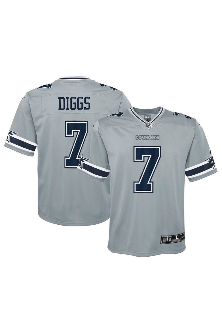 Youth Nike Trevon Diggs Silver Dallas Cowboys Inverted Game Jersey, Main, color, Gray