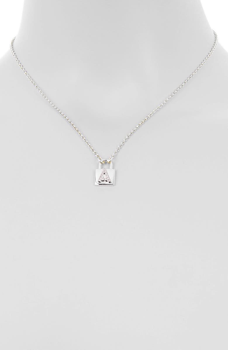 MESHMERISE Diamond Padlock Initial Pendant Necklace - 0.12ct., Alternate, color, White-A