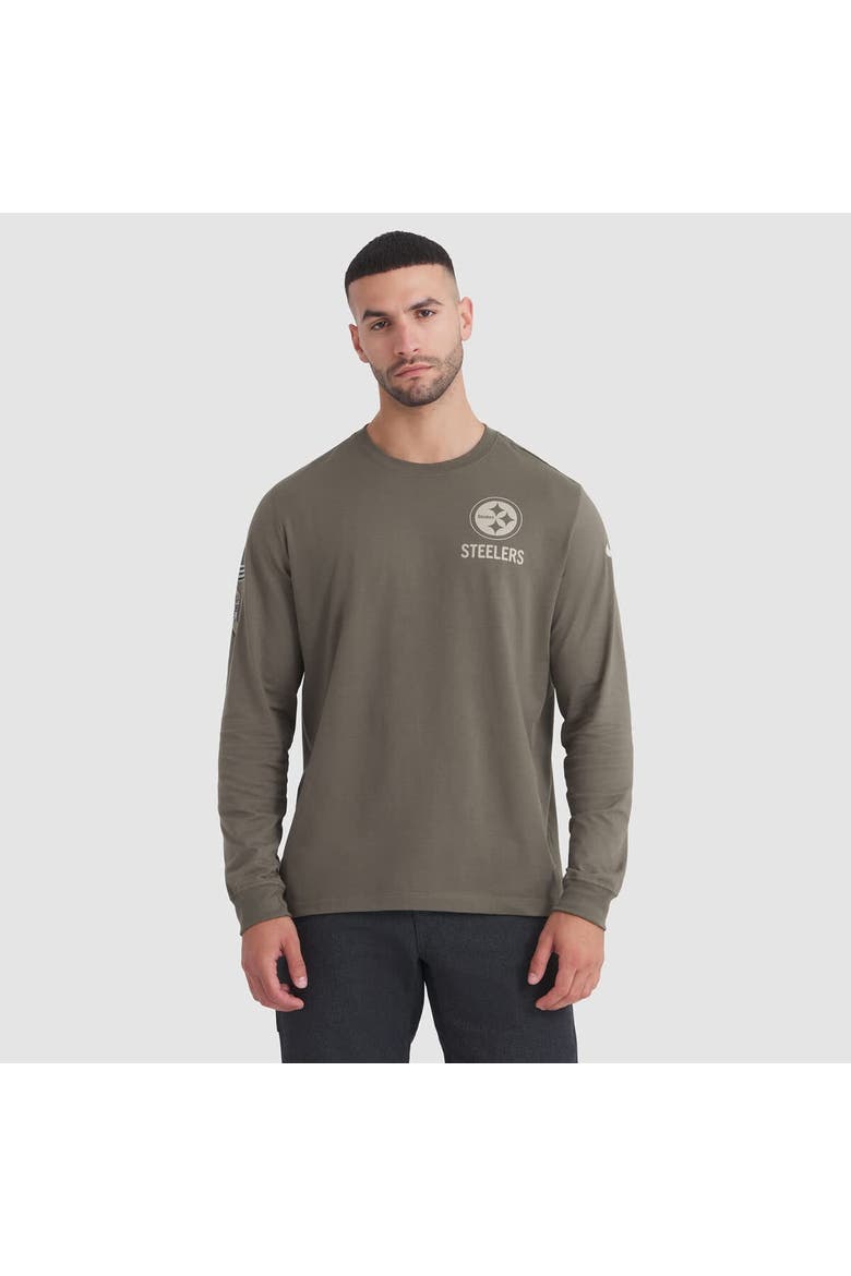 Men's Nike Olive Pittsburgh Steelers 2025 Salute to Service Sideline Long Sleeve T-Shirt, Main, color, Olive