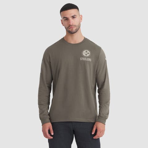 Men's Nike Olive Pittsburgh Steelers 2025 Salute to Service Sideline Long Sleeve T-Shirt