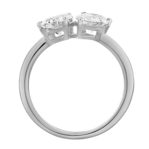 Luvmyjewelry Twin Flames 14k Gold Pear Cut Lab Grown Diamond Toi Et Moi Ring In 14k White Gold