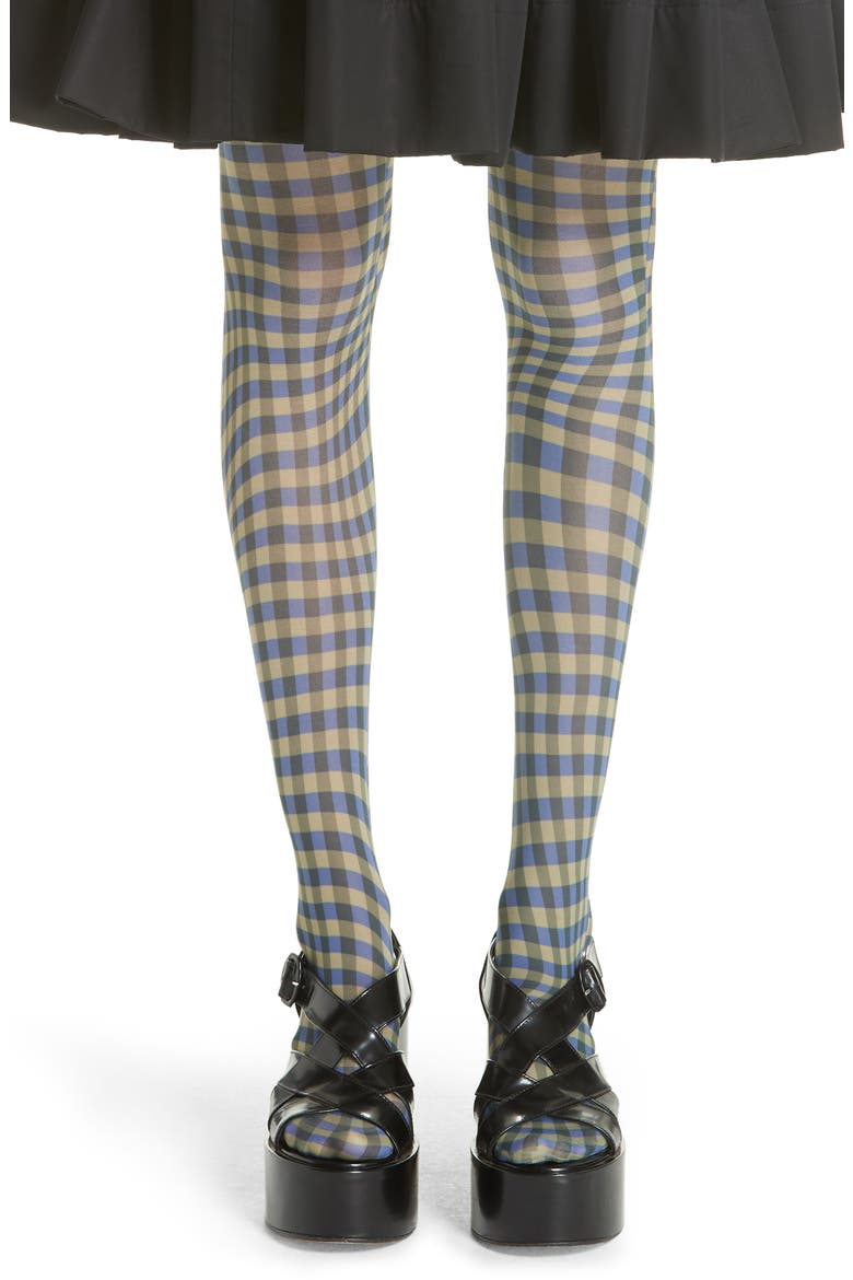 Bevan Check Print Tights, Main, color, GREEN GINGHAM