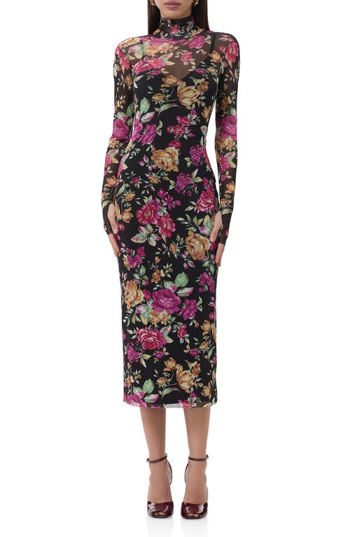 AFRM AFRM SHAILENE TURTLENECK LONG SLEEVE MESH MIDI DRESS