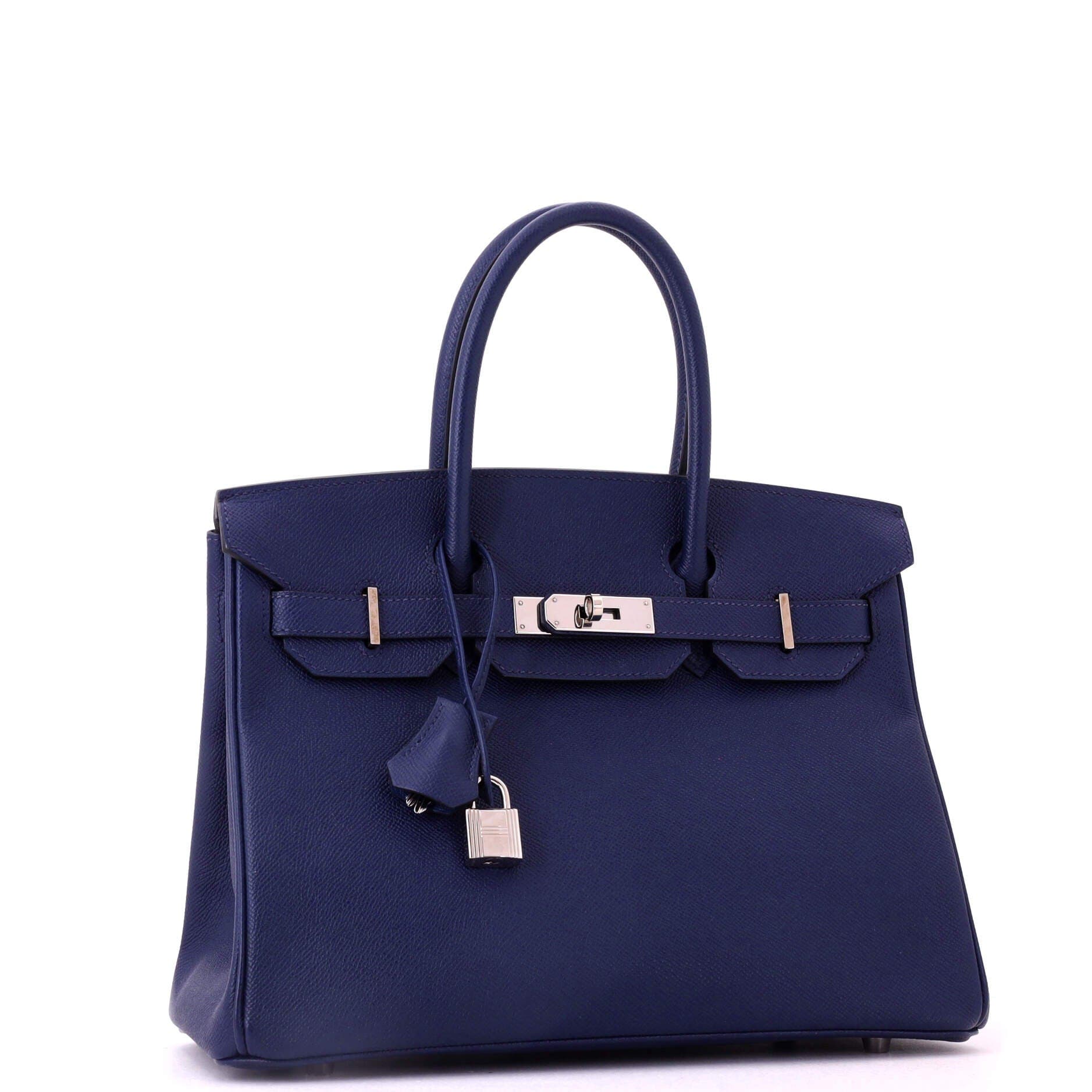 Birkin Handbag Blue Epsom with Palladium Hardware 30, Alternate, color, Blue