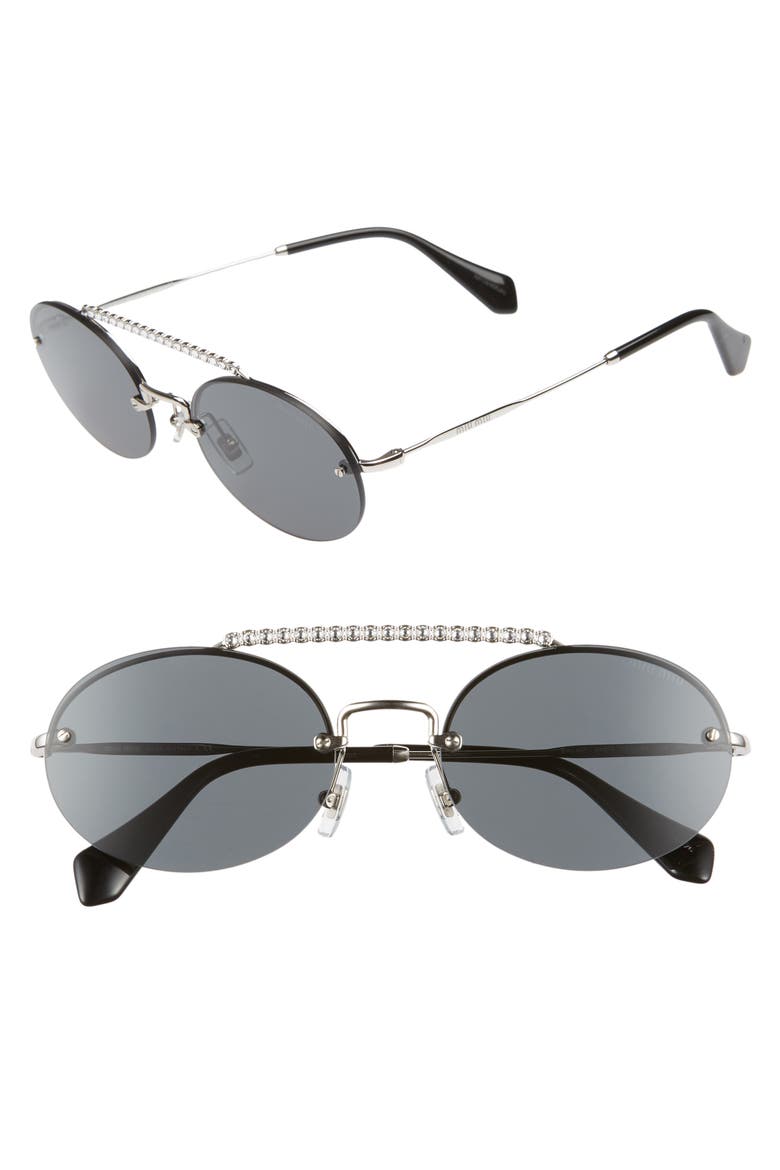 Evolution 54mm Rimless Round Sunglasses, Main, color, SILVER