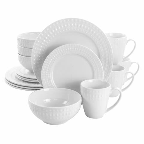 Cara 16 Piece Round Porcelain Dinnerware Set