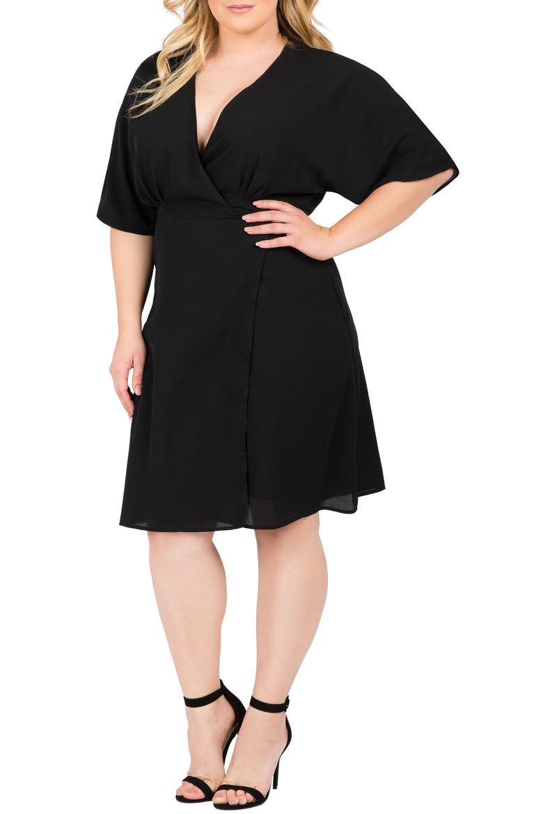 Candice Georgette Wrap Dress, Main, color, BLACK