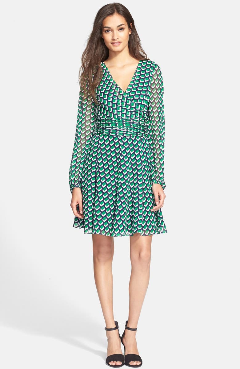 Diane von Furstenberg 'Ashlynn' Cube Print Silk Dress, Main, color, 