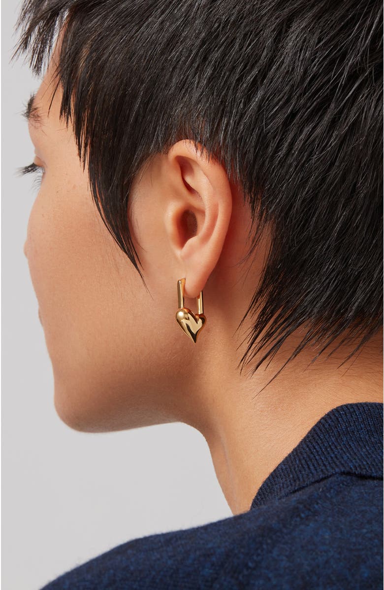 JENNY BIRD Padlock Heart Huggie Hoop Earrings, Alternate, color, High Polish Gold