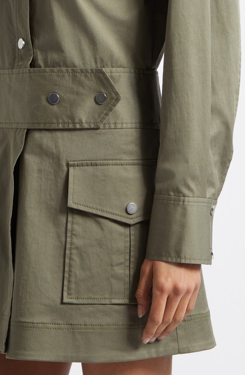Derek Lam 10 Crosby Brady Long Sleeve Utility Minidress, Alternate, color, Dusty Olive