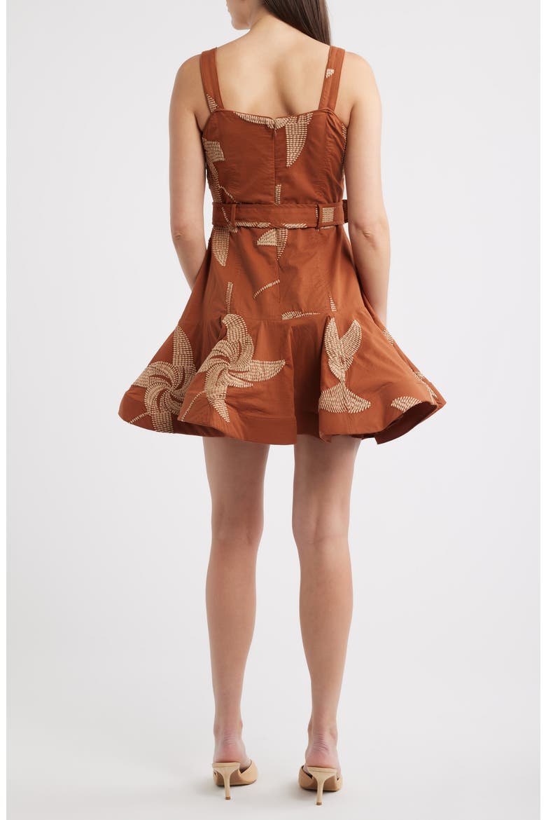 Kenny Embroidered Minidress, Alternate, color, CARAMEL
