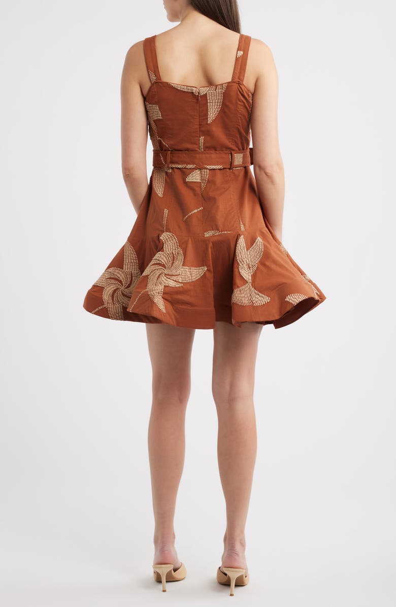 CIEBON Kenny Embroidered Minidress, Alternate, color, Caramel