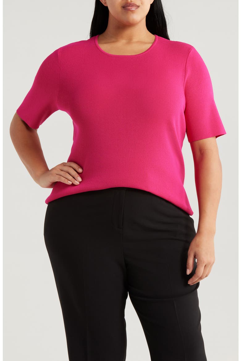 Short Sleeve Sweater, Main, color, RASPBERRY