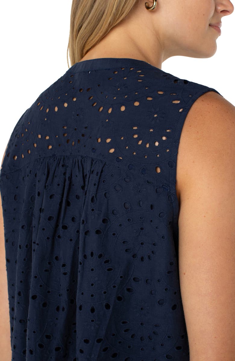 Liverpool Los Angeles Eyelet Embroidery Sleeveless Shirt, Alternate, color, 