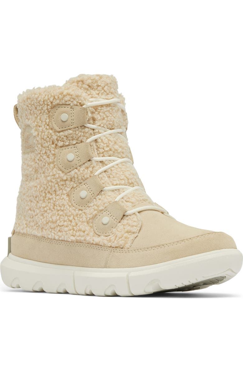 SOREL Explorer Next Joan Faux Shearling Waterproof Boot, Main, color, Bleached Ceramic/ Sea Salt