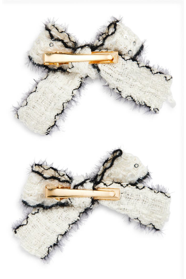 Kids' Set of 2 Bow Barrettes, Alternate, color, WHITE