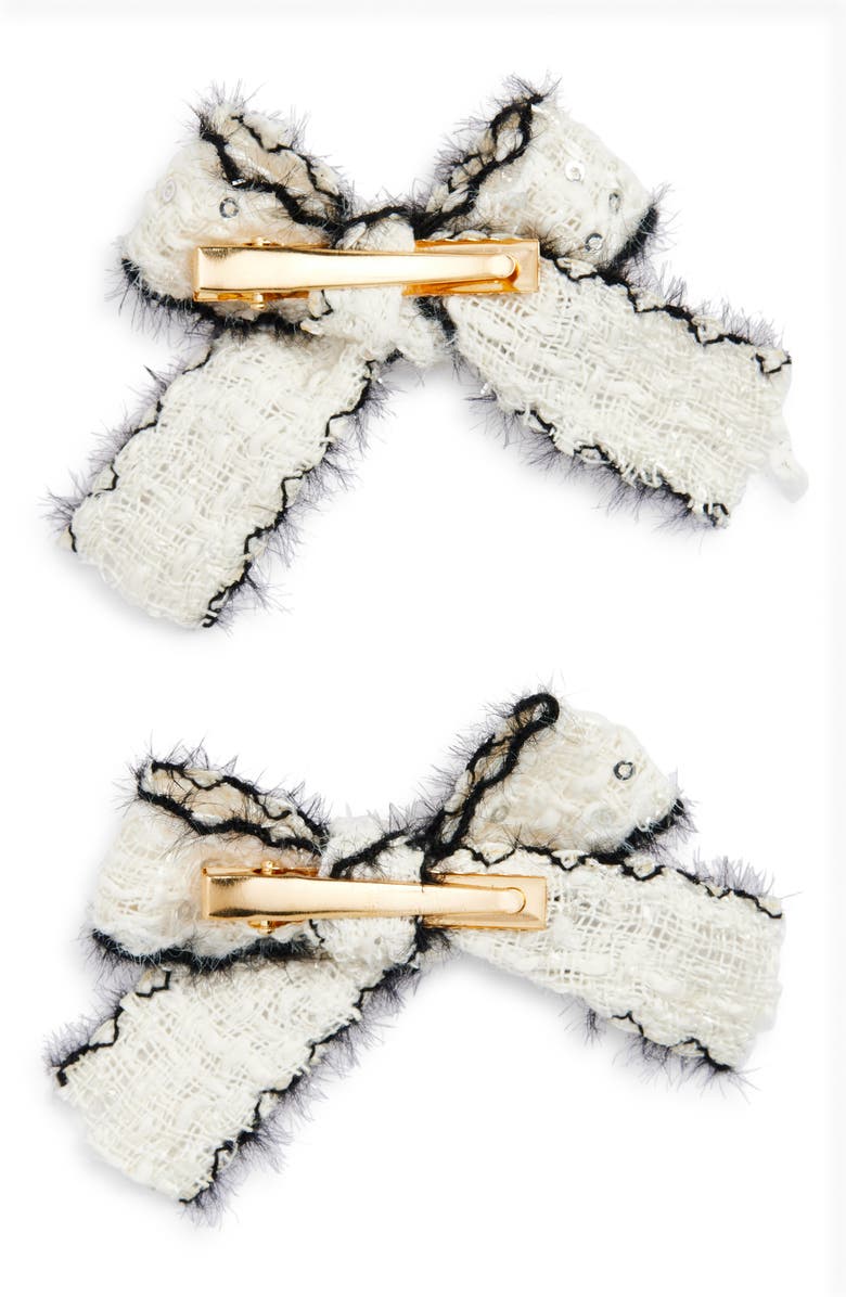 Cara Kids' Set of 2 Bow Barrettes, Alternate, color, White