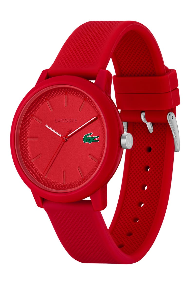 12.12 Silicone Strap Watch, 42mm, Alternate, color, RED