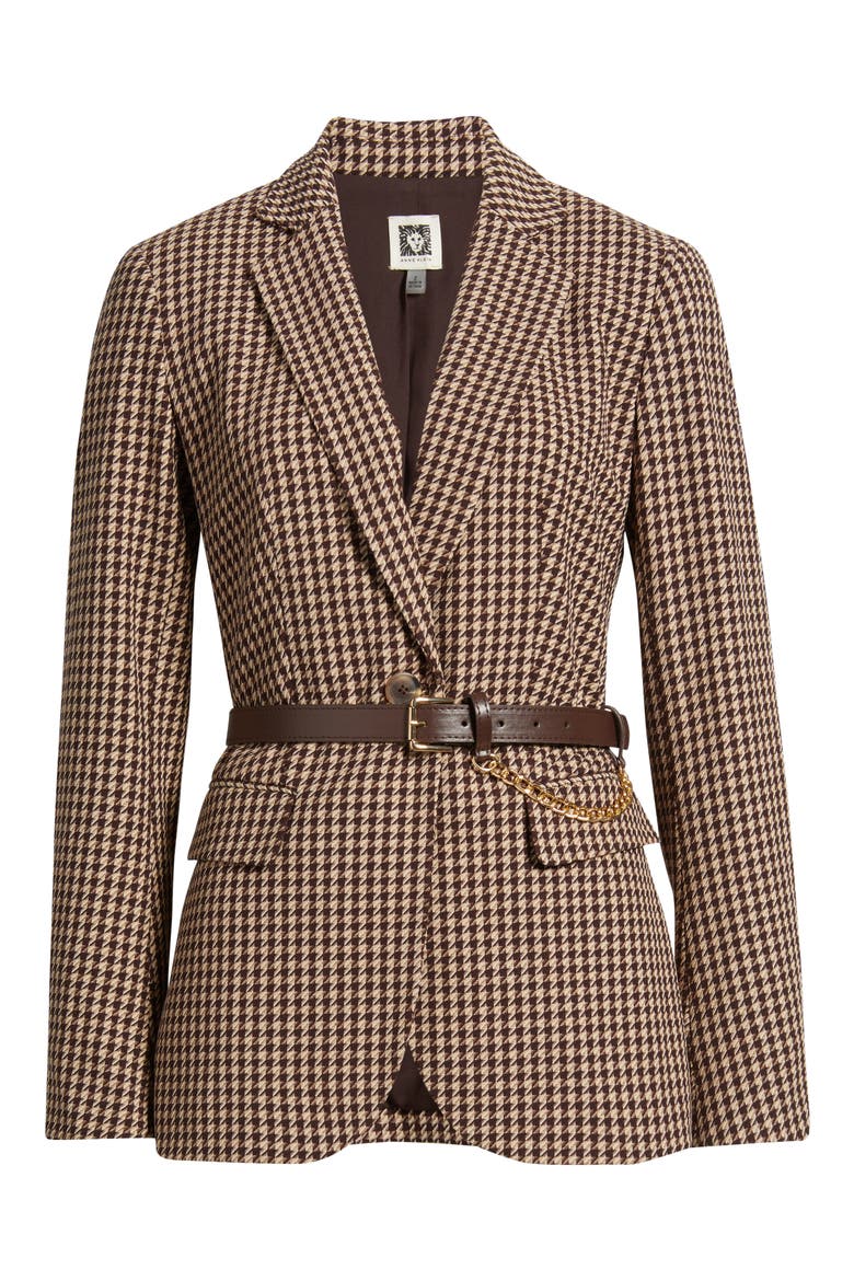 Houndstooth Belted Blazer, Alternate, color, LIGHT COFFEE MULTI