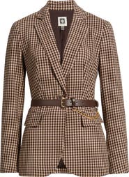 Anne Klein Houndstooth Belted Blazer
