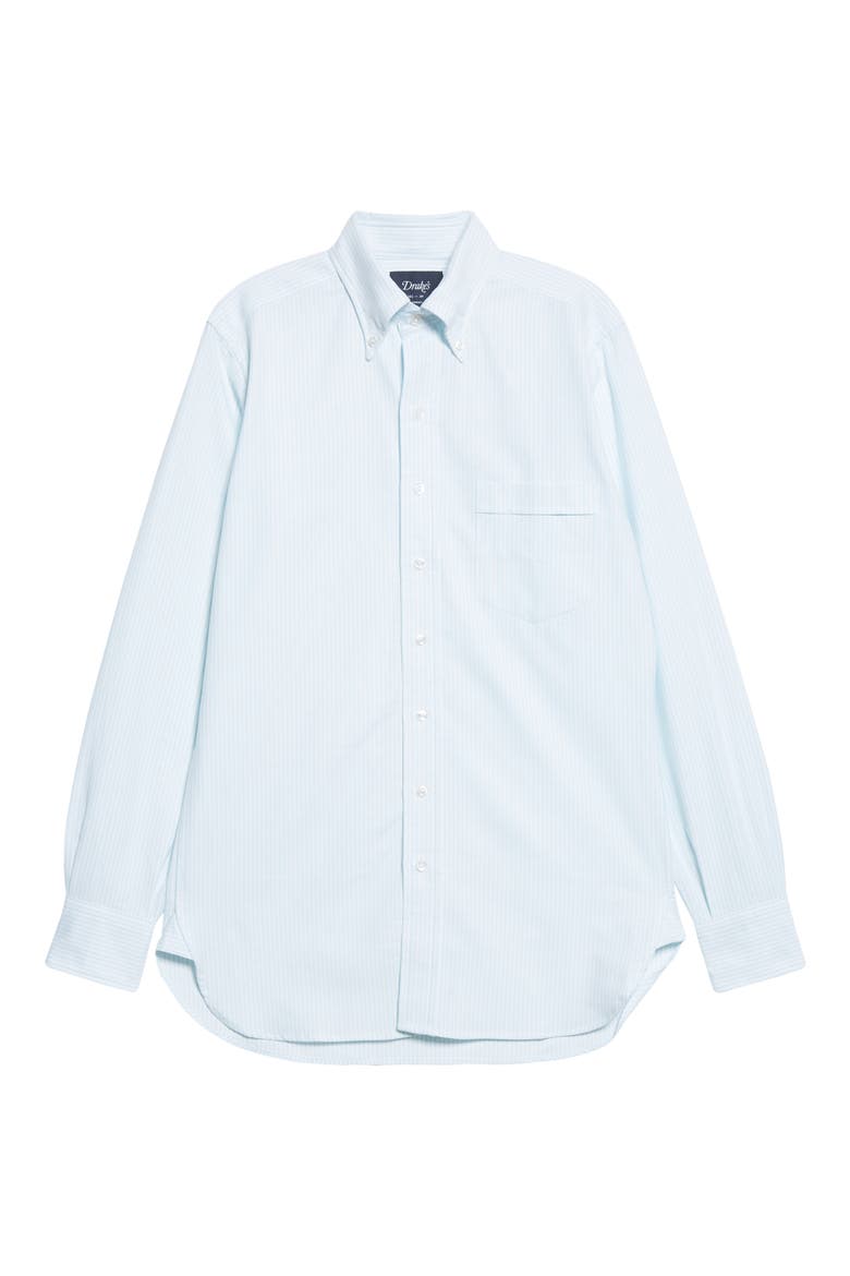 Ticking Stripe Oxford Cotton Button-Down Shirt, Alternate, color, BLUE STRIPES