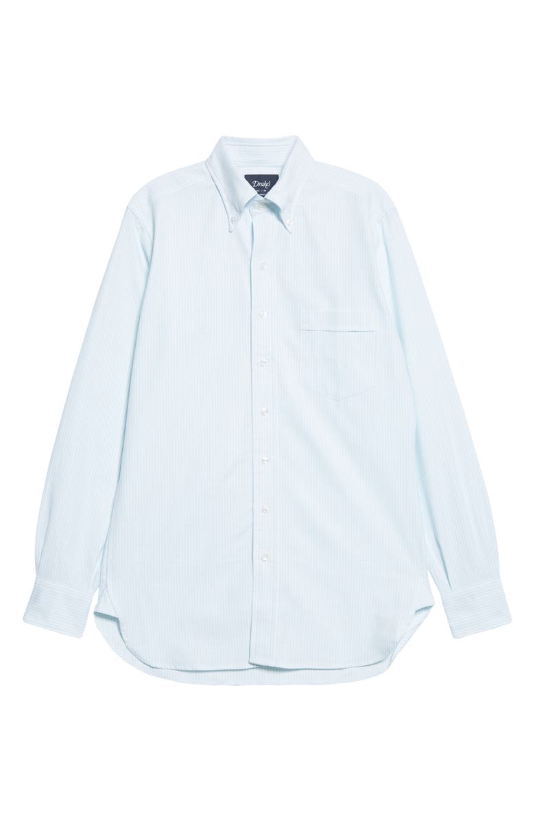 Drake's Ticking Stripe Oxford Cotton Button-Down Shirt, Alternate, color, 