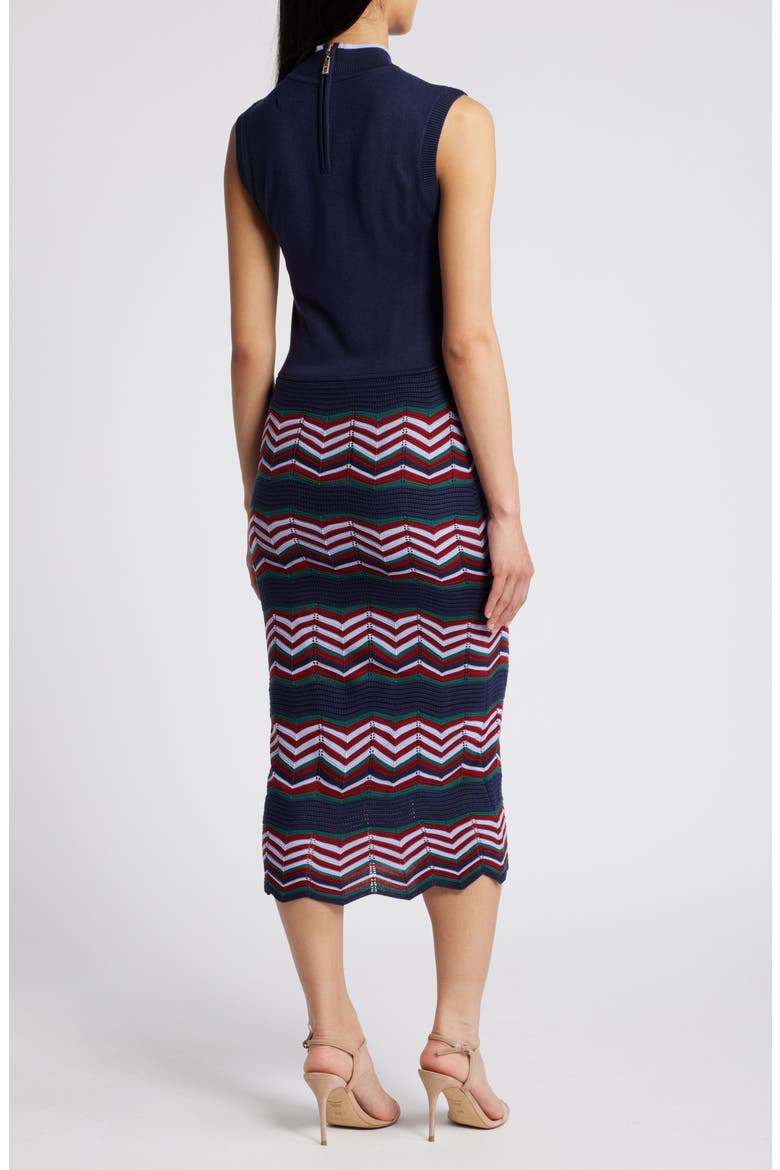 Sleeveless Mock Neck Body-Con Sweater Dress, Alternate, color, NAVY MULTI