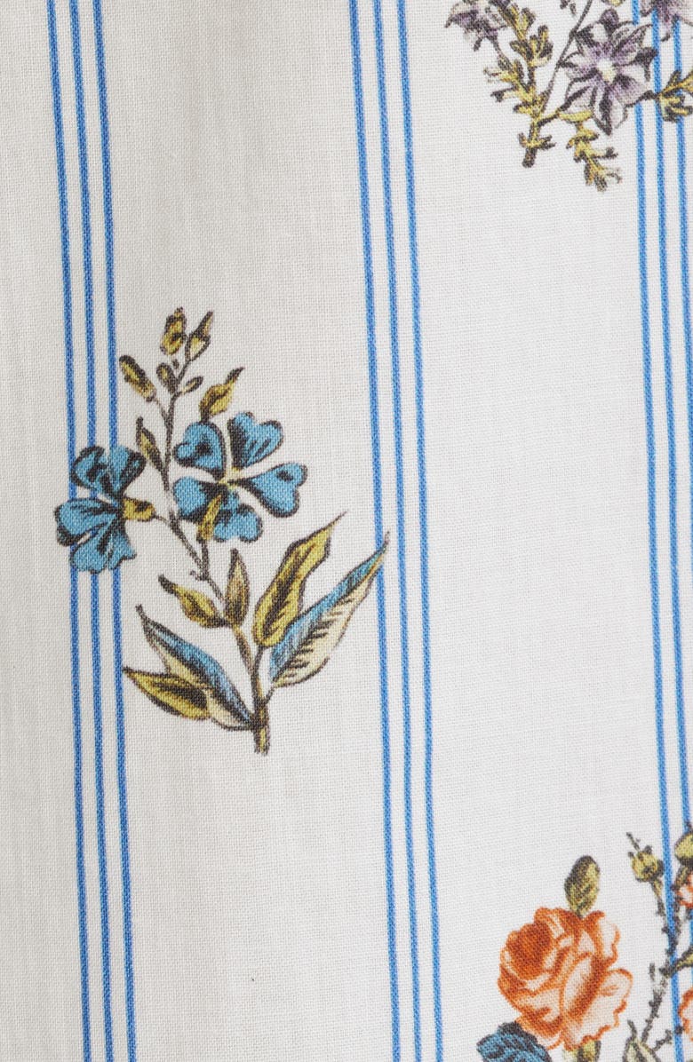 DÔEN Nessie Stripe Floral Print Eyelet Organic Cotton Shift Minidress, Alternate, color, Fleurs De Bordeaux