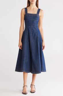 Simkhai Cici Bustier Denim Midi Dress