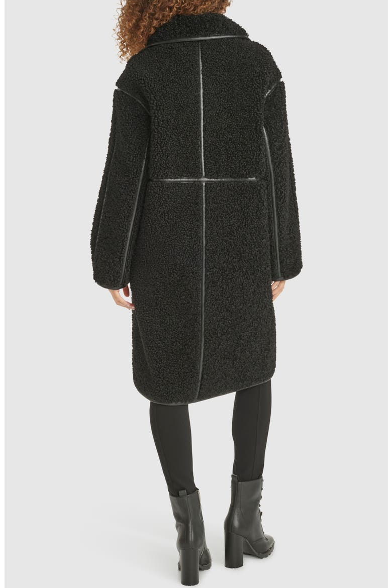 Faux Shearling Coat, Alternate, color, BLACK