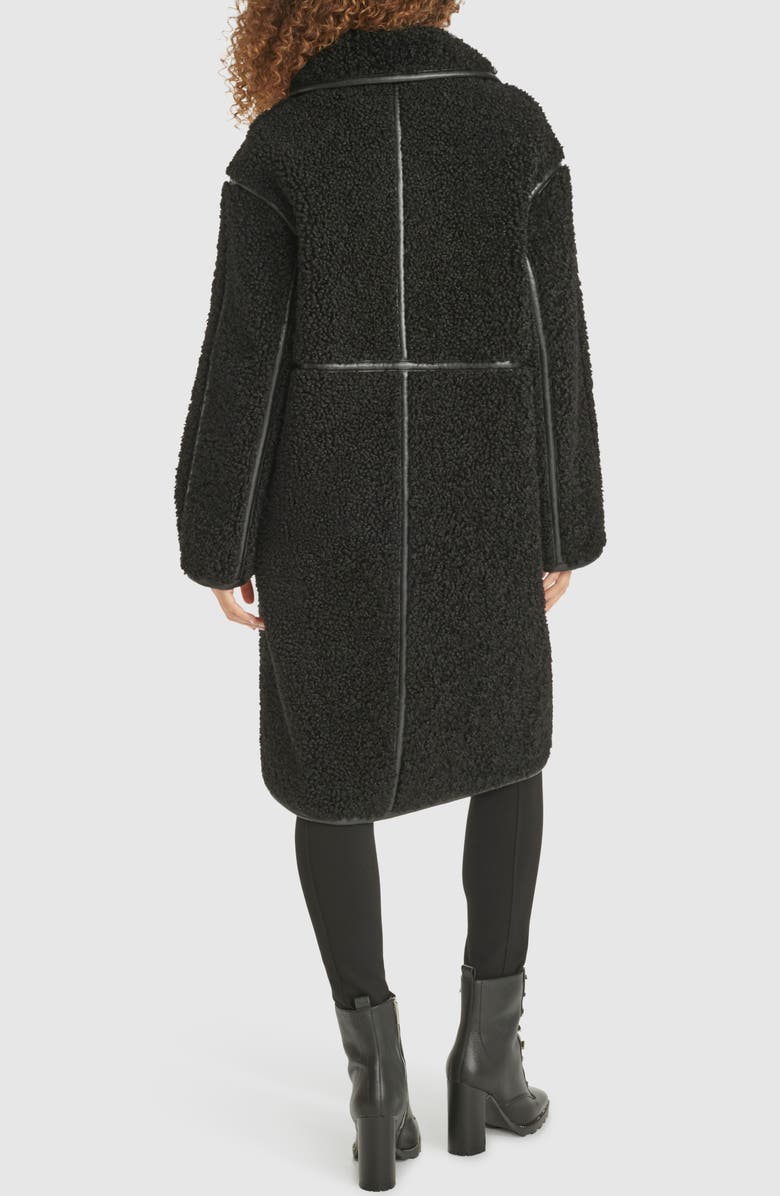 KARL LAGERFELD PARIS Faux Shearling Coat, Alternate, color, Black