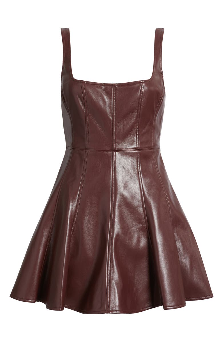 LoveShackFancy Fauber Faux Leather Minidress, Alternate, color, 