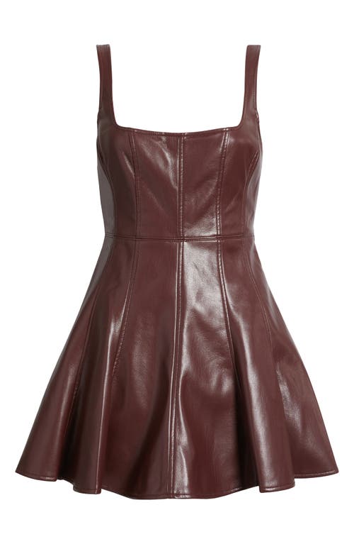 Loveshackfancy Fauber Faux Leather Minidress In Brown
