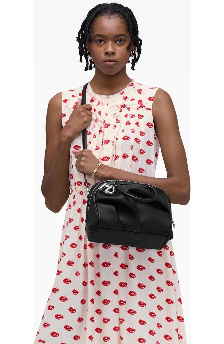 Marc Jacobs The Small Wave Leather Satchel, Alternate, color, Black