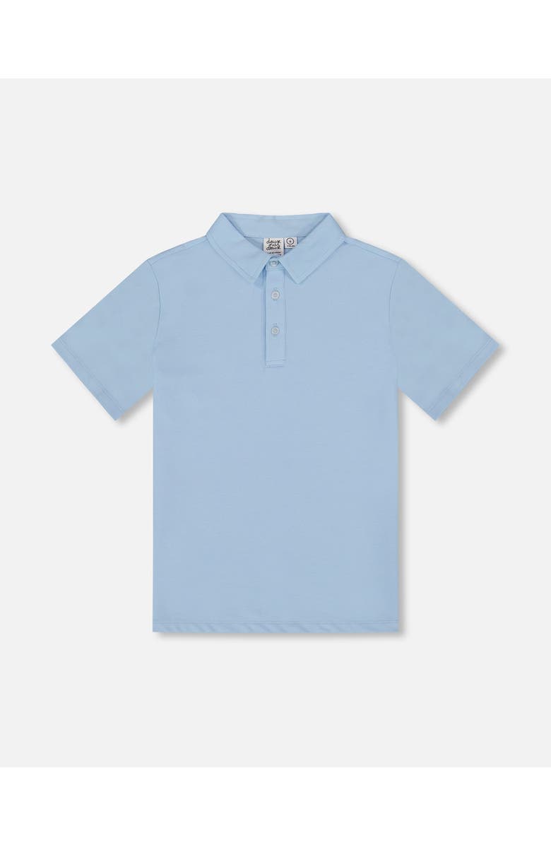 Deux par Deux Boy's Short Sleeve Polo Shirt Pale Blue, Main, color, 